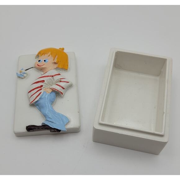 Vintage Lisolachenonce Italian Hand Painted Rare Whimsical Ceramic Trinket Box - Picture 9 of 16